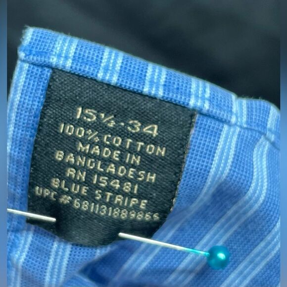 Blue Stripes Members Mark Button Down Long Sleeve Shirt Men’s Size Medium EPC - Picture 4 of 4
